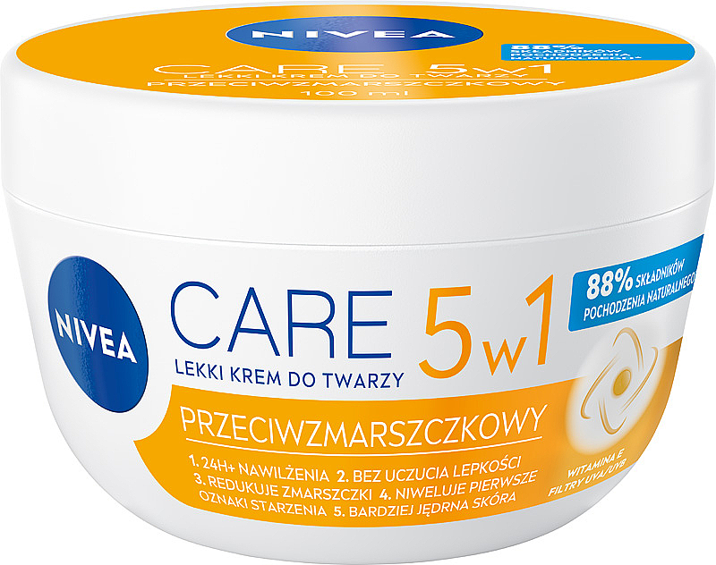 Легкий антивіковий крем для обличчя  - NIVEA Care 5in1 Light Anti-Wrinkle Cream