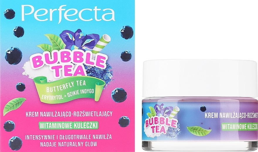 Зволожувальний та освітлювальний крем для обличчя - Perfecta Bubble Tea Butterfly Tea — фото N2