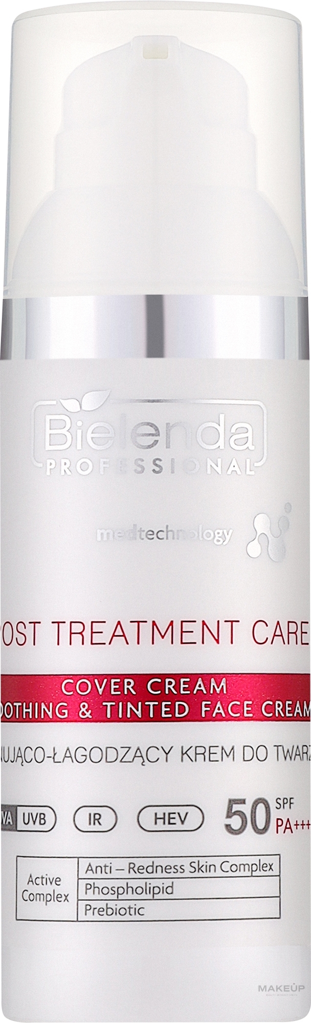 Успокаивающий и тонизирующий крем для лица - Bielenda Professional Post Treatment Care SPF 50 PA++++ — фото 50ml