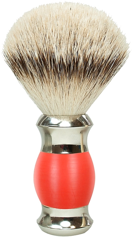 Помазок для гоління з ворсом борсука, полімерна ручка, червоний зі сріблом - Golddachs Silver Tip Badger Polymer Handle Red Silver — фото N1