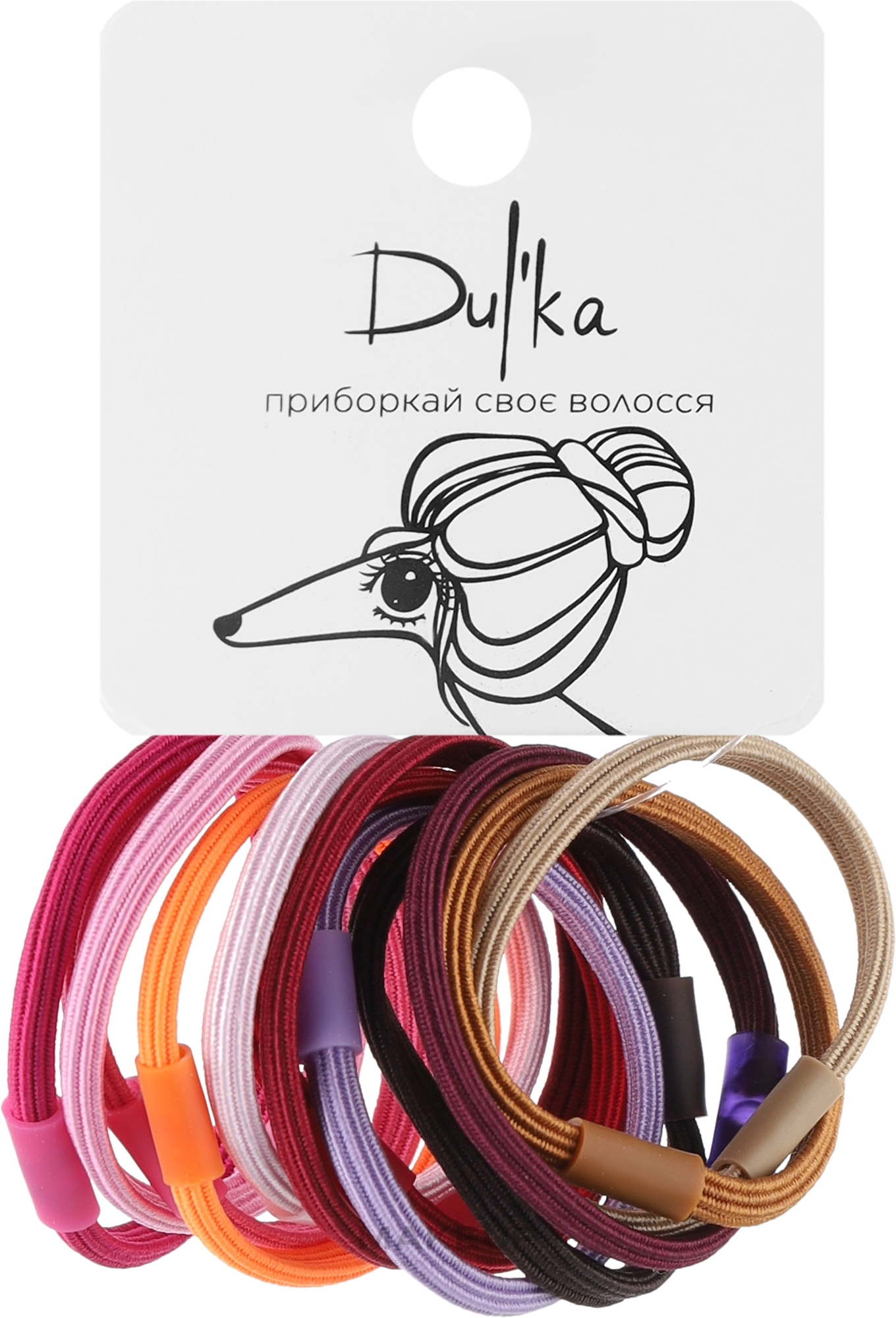Набір різнобарвних гумок для волосся UH717714, 12 шт - Dulka — фото 12шт