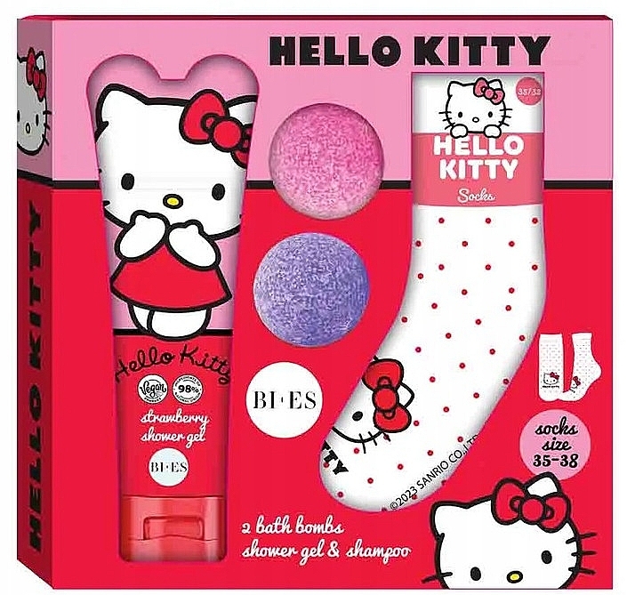 Набір - Bi-Es Hello Kitty (sh/gel/240ml + b/bombs/2x55g + socks/1pair) — фото N1