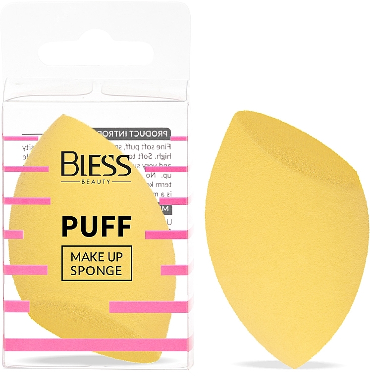 Спонж скошенный, желтый - Bless Beauty PUFF Make Up Sponge