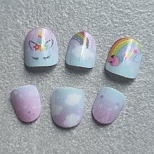 Накладні нігті для дітей "Єдиноріг та веселка", білий, 956 - Deni Carte Magic Miss Tips — фото N3