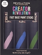 Парфумерія, косметика УЦІНКА Набір стіків для макіяжу - Makeup Revolution Creator Fast Base Paint Stick Set Pink, Blue & Green *