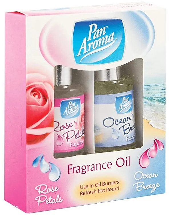Набір ароматичних олій - Pan Aroma Fragrance Oil Rose Petals & Ocean Breeze (fr/oil/2x10ml) — фото N1