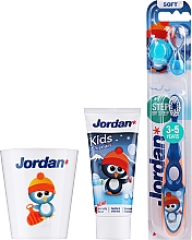 Парфумерія, косметика Набір "Пінгвін" - Jordan Kids (toothpaste/50ml + toothbrush/1pc + cup)