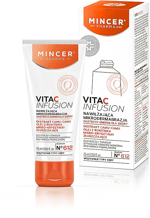 Зволожувальна мікродермабразія для обличчя - Mincer Pharma Vita C Infusion Moisturising Microdermabrasion Energy Boost № 612