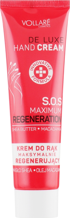 Восстанавливающий крем для рук - Vollare Cosmetics De Luxe Hand Cream S.O.S Maximum Regeneration — фото N2