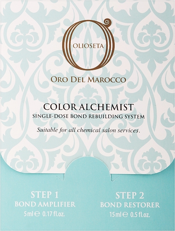Система глубокой реконструкции волос - Barex Italiana Olioseta Oro Del Marocco Color Alchemist (h/emulsion/5ml + h/emulsion/15ml) — фото N1