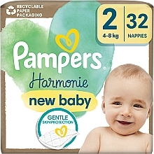 Підгузки Harmonie New Baby, розмір 2, 4-8 кг, 32 шт. - Pampers — фото N1