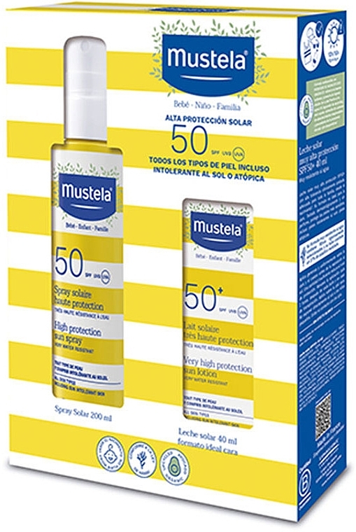 Набор - Mustela Bebe Sun Protection SPF50 (b/spray/200ml + b/milk/40ml) — фото N1