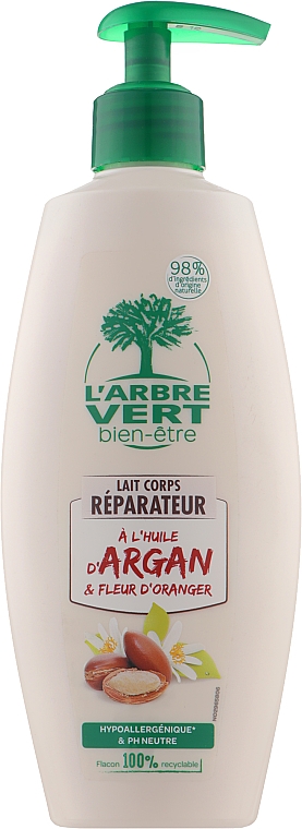 Відновлювальне молочко для тіла з аргановою олією - L'Arbre Vert Body Milk With Argan Oil