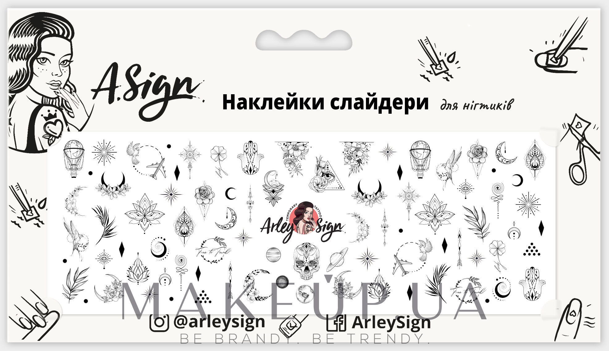 Наклейка-слайдер для ногтей "Черно-белая загадочность" - Arley Sign — фото 3g