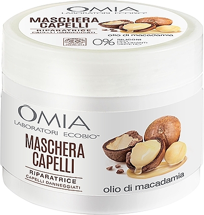 Маска для волосся "Олія макадамії" - Omia Laboratori Ecobio Macadamia Oil Hair Mask