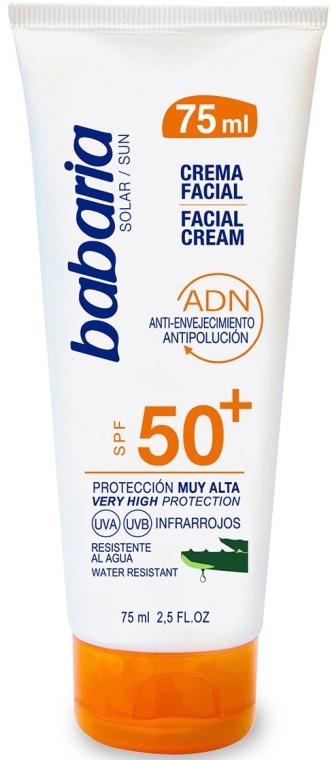 Сонцезахисний крем для обличчя - Babaria Aloe Vera Facial Sun Cream Spf 50 — фото N1