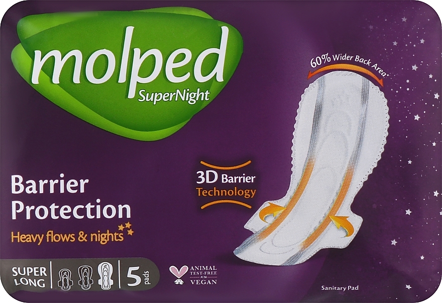 Гигиенические прокладки Super Night Super Long, 5 шт. - Molped — фото N1