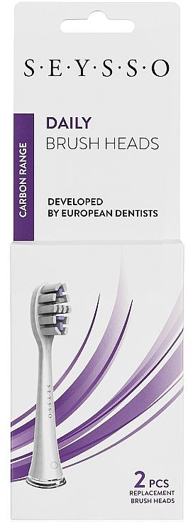 Сменная насадка для зубной щетки, 2 шт. - Seysso Carbon Daily Brush Heads White — фото N2