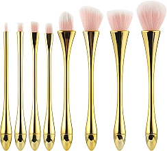 Набор профессиональных кистей для макияжа, 8 шт, розовые с золотым - Tools For Beauty — фото N1