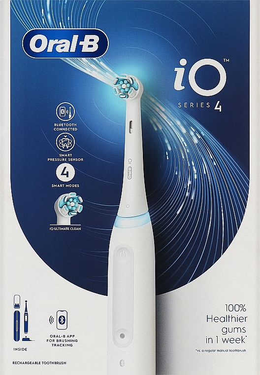 Электрическая аккумуляторная зубная щетка, белая - Oral-B iO Series 4  — фото N12