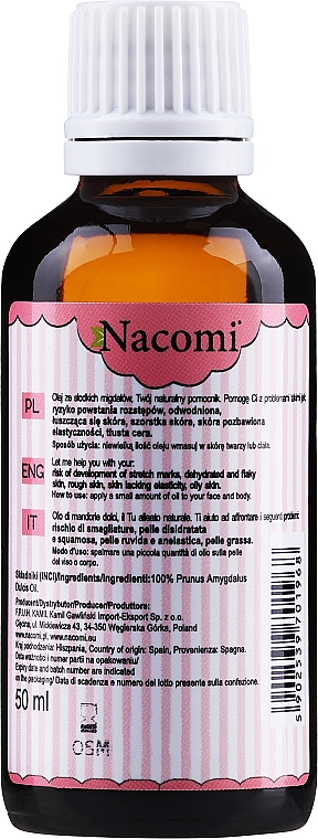 Масло для тела из сладкого миндаля - Nacomi Natural — фото N2