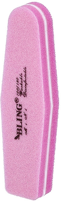Мініпилка-баф для нігтів "Трапеція", 100/180, 9 см, рожева - Bling — фото N1