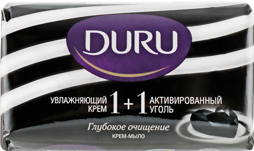 Крем-мило "Зволожувальний крем і активоване вугілля" - Duru 1+1 Soft Sensations — фото N1