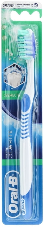 Зубная щетка "Свежесть" средней жесткости 40, синяя - Oral-B 3d White — фото N1