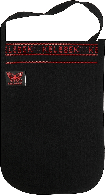Пилингующая мочалка кесе Kelebek, средняя жесткость, черная с красным - ЧистоТел — фото N1