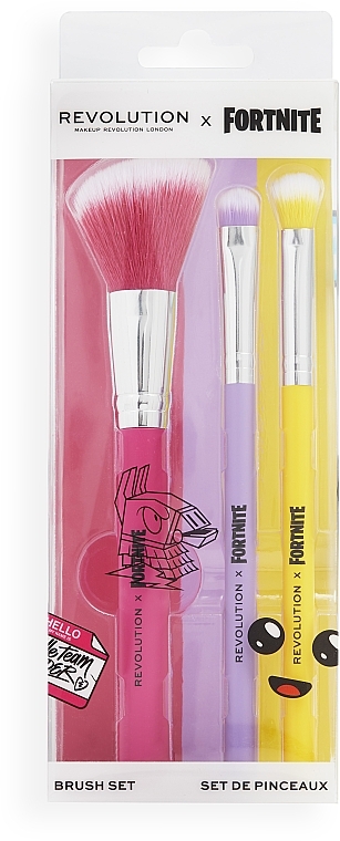 Набор кистей для макияжа, 3 шт - Makeup Revolution X Fortnite Character Trio Brush Set — фото N1