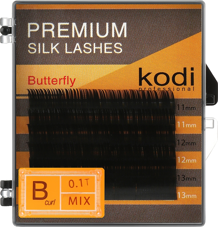 Накладные ресницы Butterfly B 0.10 (6 рядов: 11/13) - Kodi Professional — фото N1