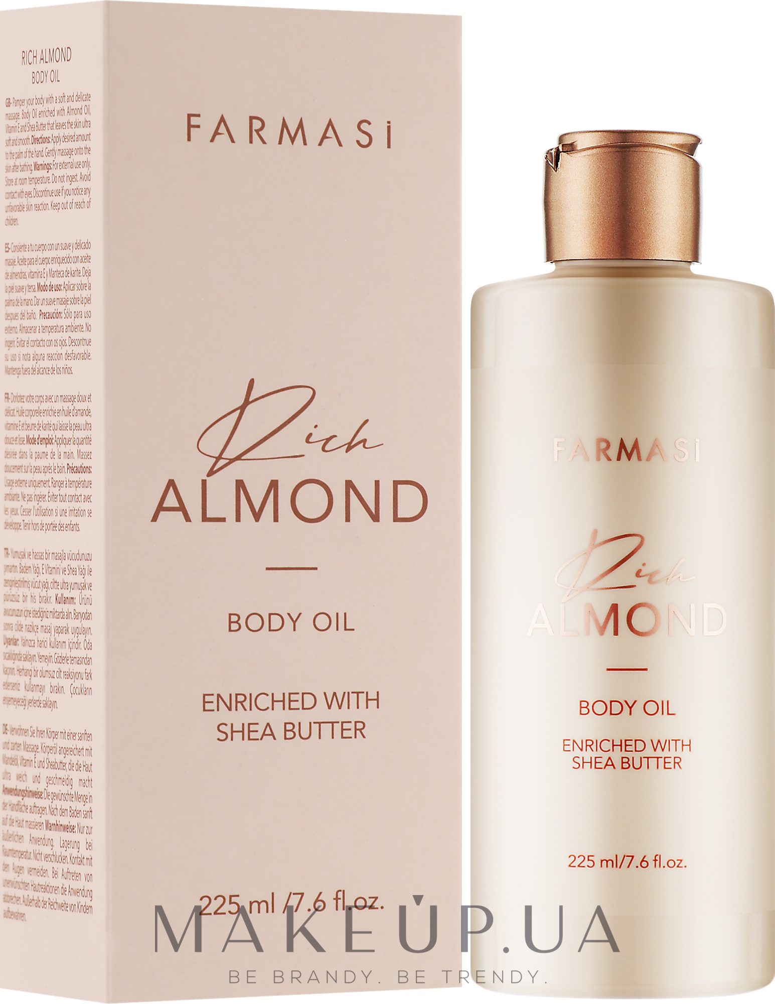 Олія для тіла з олією солодкого мигдалю та маслом ши - Farmasi Rich Almond Body Oil — фото 225ml