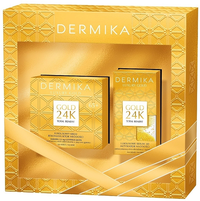 Набір - Dermika Luxury Gold 24k Total Benefit (f/cr/50ml + f/ser/60g) — фото N1