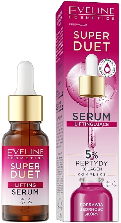 Сыворотка с пептидами и коллагеном - Eveline Cosmetics Super Duet Lifting Serum 5% Peptides & Collagen Complex — фото N2