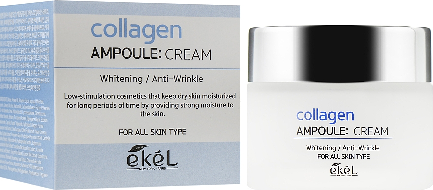 Зволожувальний крем для обличчя - Ekel Collagen Ampoule Whitening Anti-WrinKle Cream
