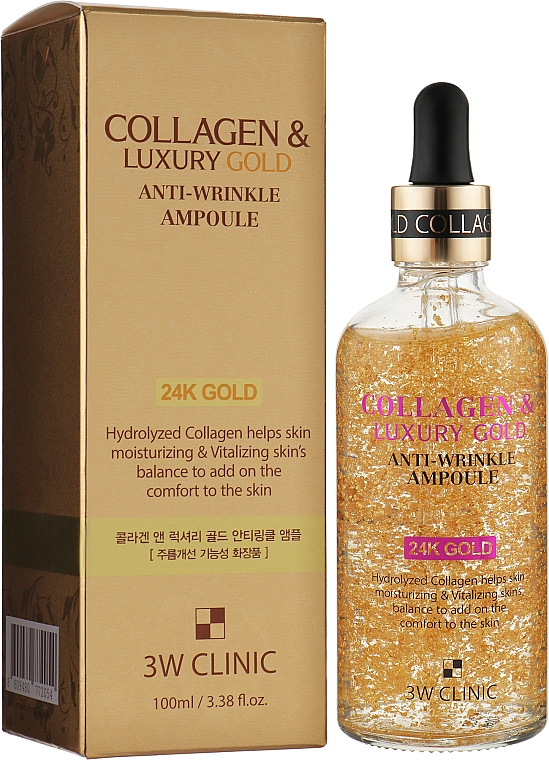Антивозрастная сыворотка для лица с золотом и коллагеном - 3w Clinic Collagen & Luxury Gold Anti-Wrinkle Ampoule — фото N5