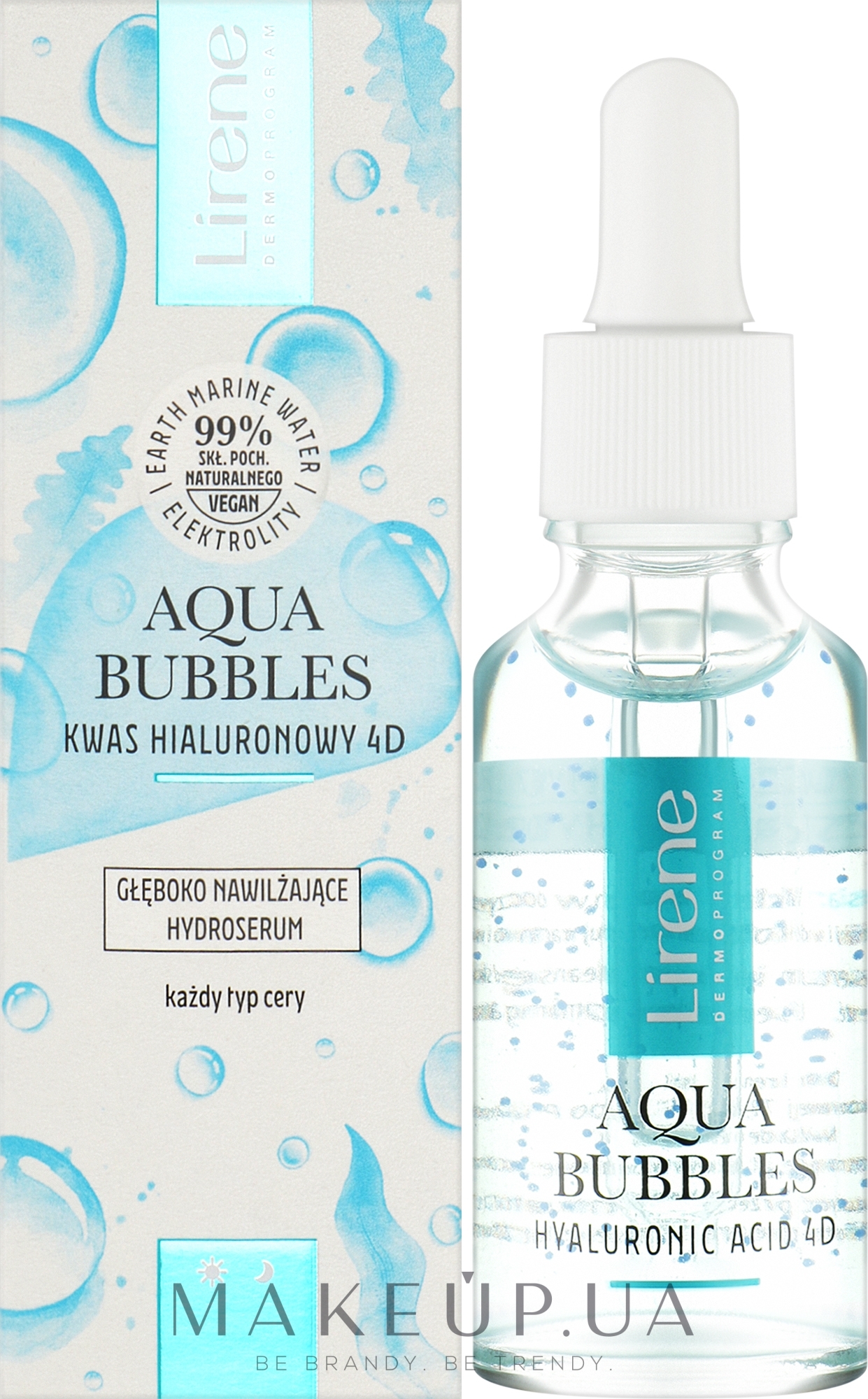 Увлажняющая гидросыворотка для лица - Lirene Aqua Bubbles Hyaluronic Acid 4D Deeply Moisturizing Hydroserum — фото 30ml