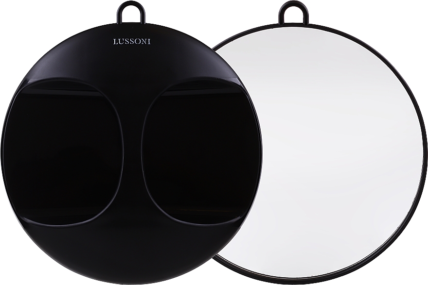 Дзеркало перукарське 29 см, чорне - Lussoni Back Round Mirror — фото N3