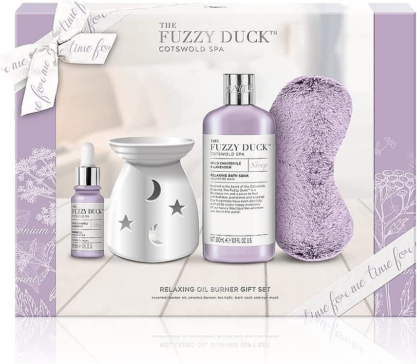 Набор - Baylis & Harding The Fuzzy Duck Cotswold Spa Sleep Gift Set (bath/soak/300ml + arom/oil/30ml + ceramic/lamp + sleep/mask + tea light) — фото N1