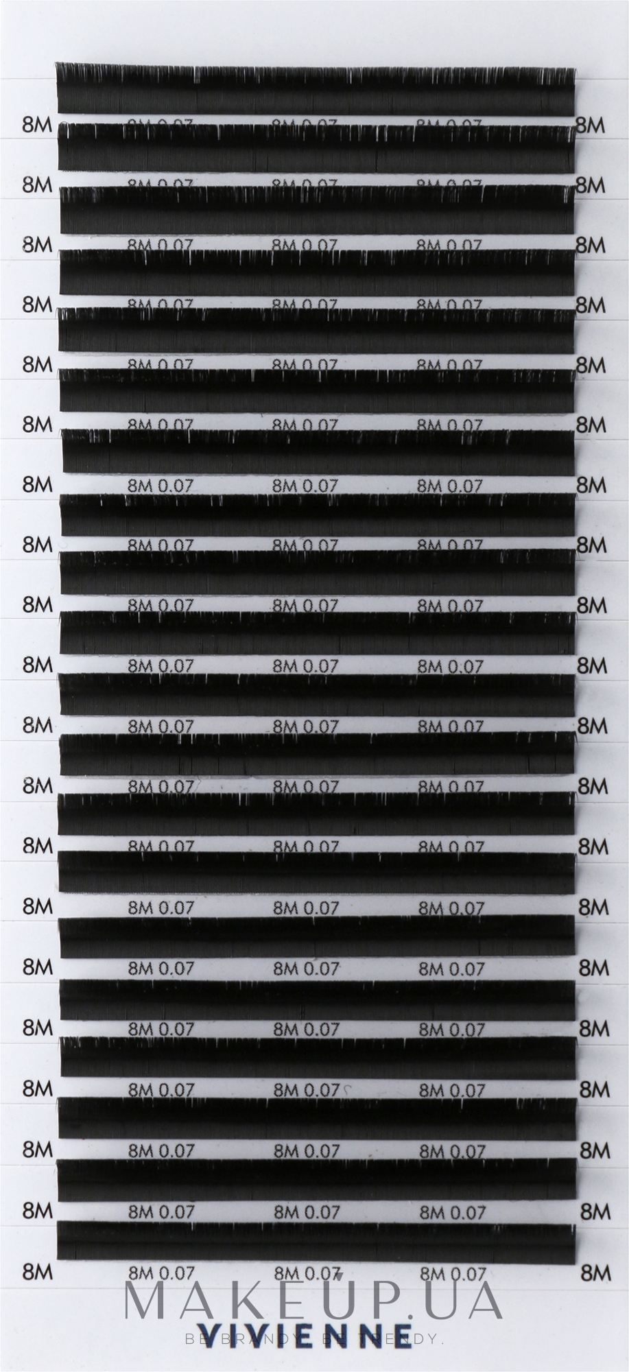 Накладні вії "Elite", чорні, 20 ліній (0,07, M, 8) - Vivienne — фото 1уп
