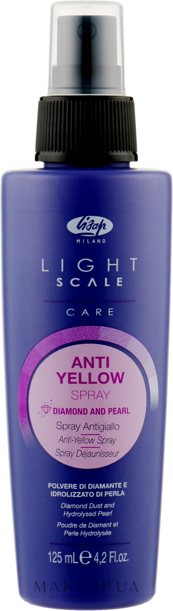 Термозащитный спрей против желтизны волос с фиолетовыми пигментами - Lisap Light Scale Anti Yellow Spray — фото 125ml