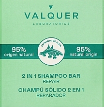 Парфумерія, косметика Твердий шампунь-кондиціонер, відновлювальний - Valquer 2 In 1 Shampoo Bar Repair