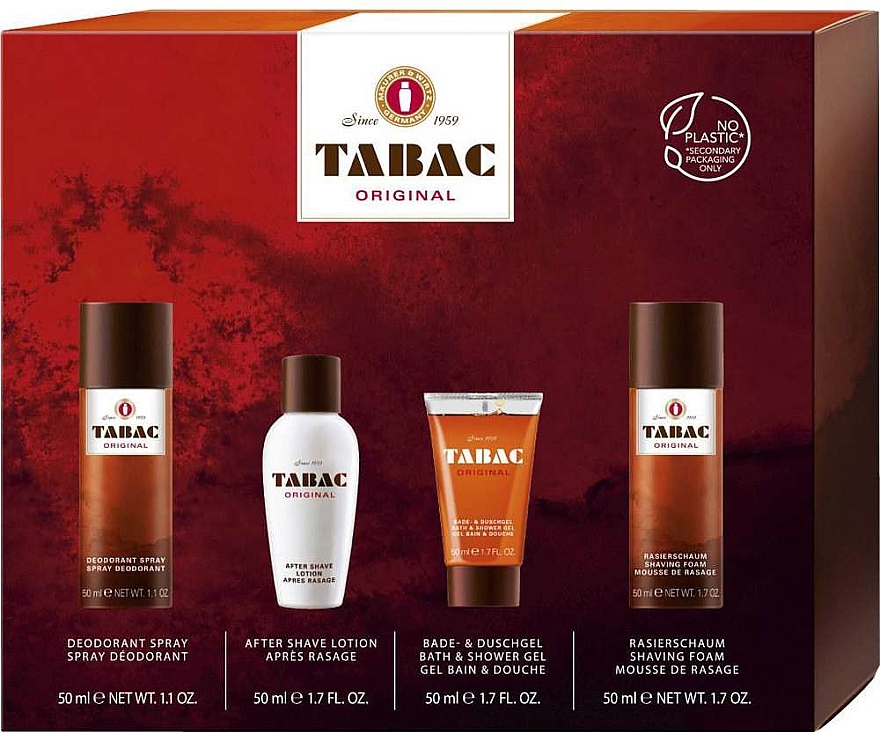 Набір - Tabac Gentle Men's Care (spray/50ml + ash/lot/50ml + sh/gel/50ml + sh/foam/50ml) — фото N1