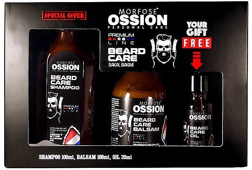 Набор - Morfose Ossion Beard Care (beard/sh/100ml + beard/balm/100ml + beard/oil/20ml) — фото N1