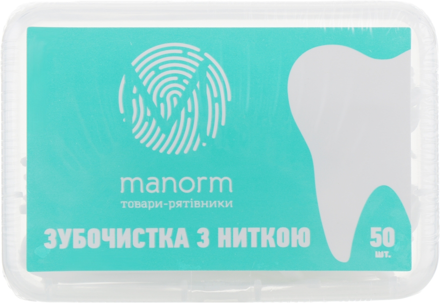Зубочистка с освежающей ниткой, 50шт - Manorm — фото N3