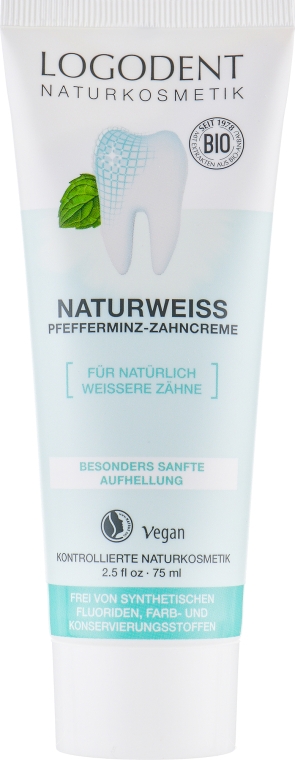 ВІО-паста зубна, відбілювальна  - Logona Logodent Naturweiss Peppermint Toothpaste — фото N2