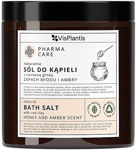 Соль для ванн с белой глиной "Мед и янтарь" - Vis Plantis Pharma Care Bath Salt Honey And Amber — фото N1