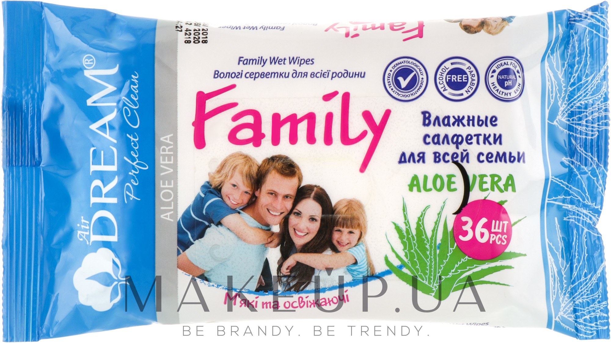 Влажные салфетки для всей семьи, 36 шт. - Air Dream Family Aloe Vera — фото 36шт