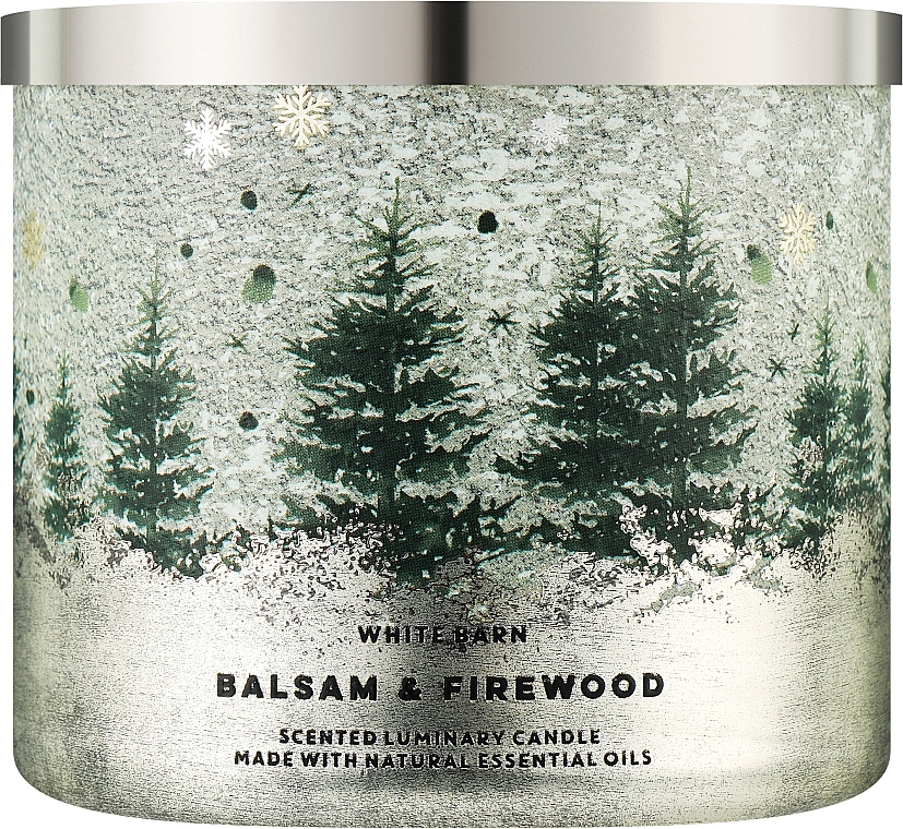 Аромасвеча "Balsam & Firewood", 3 фитиля - Bath And Body Works — фото N1