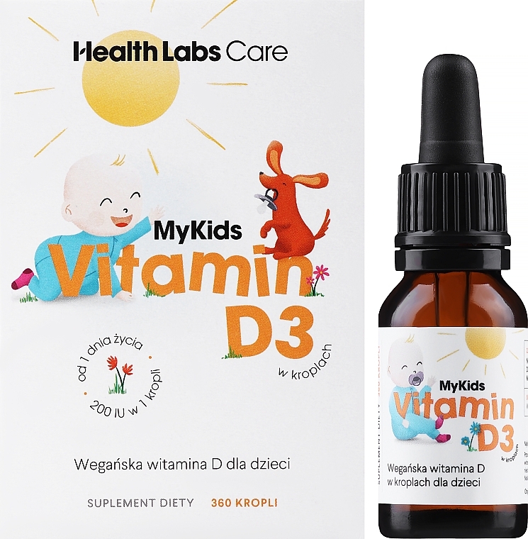 Дієтична добавка для дітей у краплях "Вітамін D3" - HealthLabs Care MyKids Vitamin D3 — фото N2